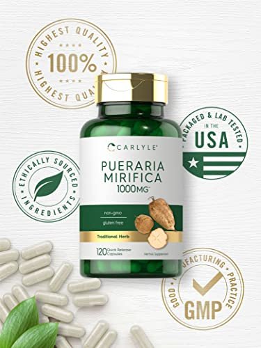 Carlyle Pueraria Mirifica Kapseln | 120 Stück | Wurzelextrakt | Nicht-GVO & Glutenfrei Nahrungsergänzungsmittel