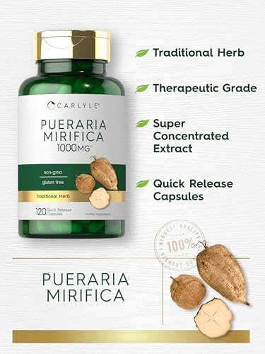 Carlyle Pueraria Mirifica Kapseln | 120 Stück | Wurzelextrakt | Nicht-GVO & Glutenfrei Nahrungsergänzungsmittel