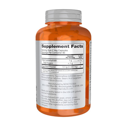 NOW Foods Sport Rote Bete Pulver, 550 mg, natürlich vorkommende Nitrate, 180 vegane Kapseln