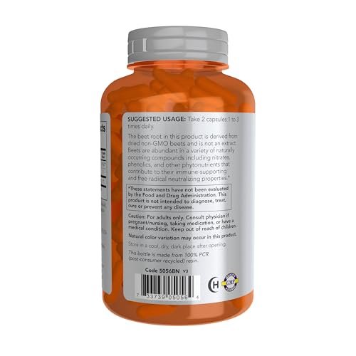 NOW Foods Sport Rote Bete Pulver, 550 mg, natürlich vorkommende Nitrate, 180 vegane Kapseln