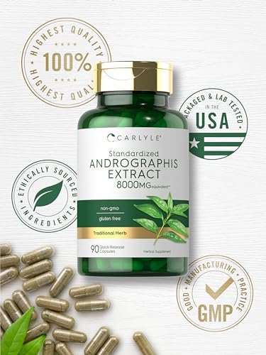 Carlyle Andrographis Paniculata Kapseln | 90 Stück | Kräuterextrakt Nahrungsergänzungsmittel | Nicht-GVO und Glutenfrei