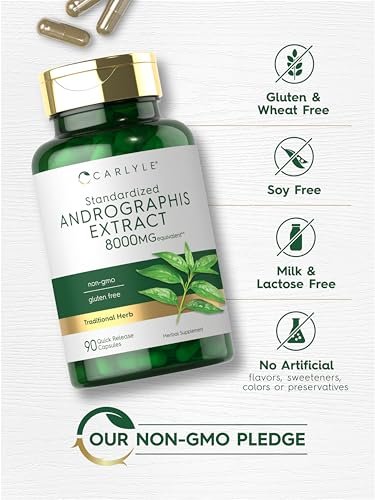 Carlyle Andrographis Paniculata Kapseln | 90 Stück | Kräuterextrakt Nahrungsergänzungsmittel | Nicht-GVO und Glutenfrei