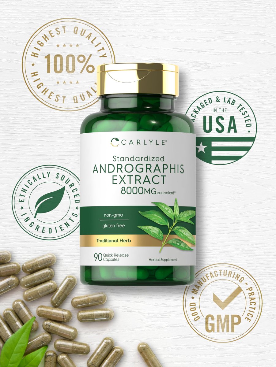 Carlyle Andrographis Paniculata Kapseln | 90 Stück | Kräuterextrakt Nahrungsergänzungsmittel | Nicht-GVO und Glutenfrei
