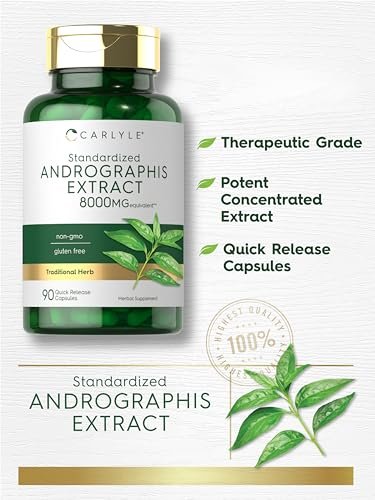 Carlyle Andrographis Paniculata Kapseln | 90 Stück | Kräuterextrakt Nahrungsergänzungsmittel | Nicht-GVO und Glutenfrei