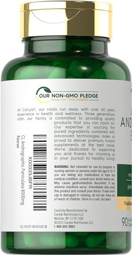 Carlyle Andrographis Paniculata Kapseln | 90 Stück | Kräuterextrakt Nahrungsergänzungsmittel | Nicht-GVO und Glutenfrei