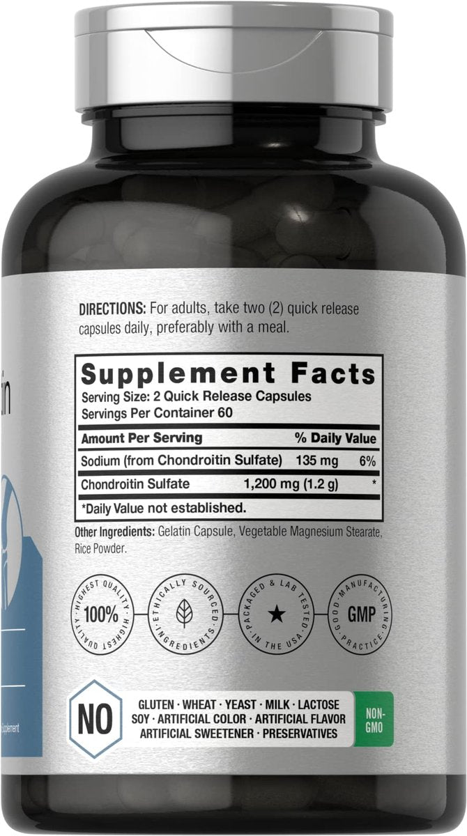 Horbäach Chondroitin Sulfat 1200mg | 120 Kapseln | Non-GMO & Glutenfrei