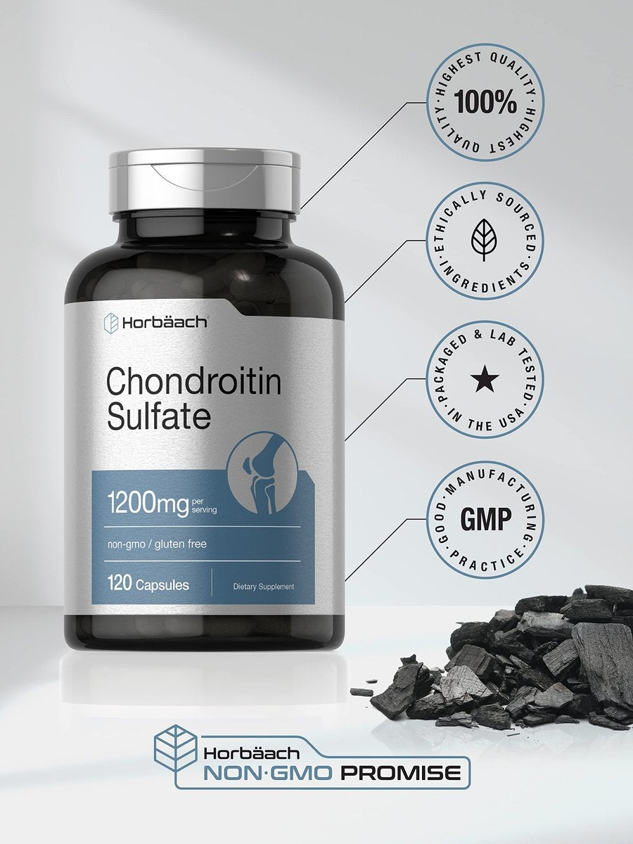 Horbäach Chondroitin Sulfat 1200mg | 120 Kapseln | Non-GMO & Glutenfrei