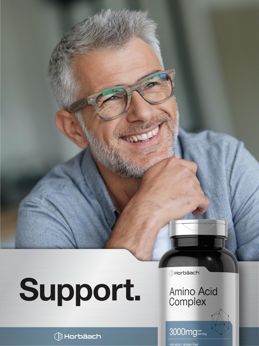 Horbäach Aminosäure-Komplex 3000 mg | 250 Kapseln | Non-GMO, Glutenfrei