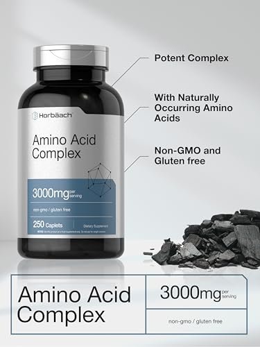 Horbäach Aminosäure-Komplex 3000 mg | 250 Kapseln | Non-GMO, Glutenfrei