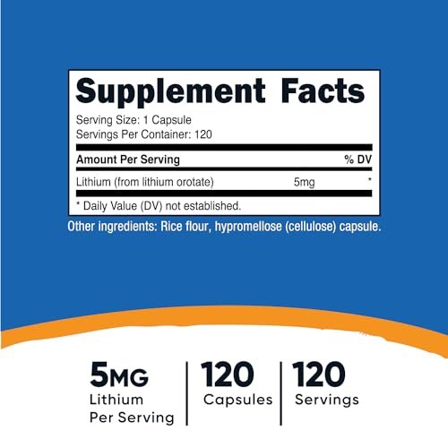 Nutricost Lithiumorotat 5 mg, 120 Kapseln - Vegane Kapseln, Nicht-GVO, Glutenfrei