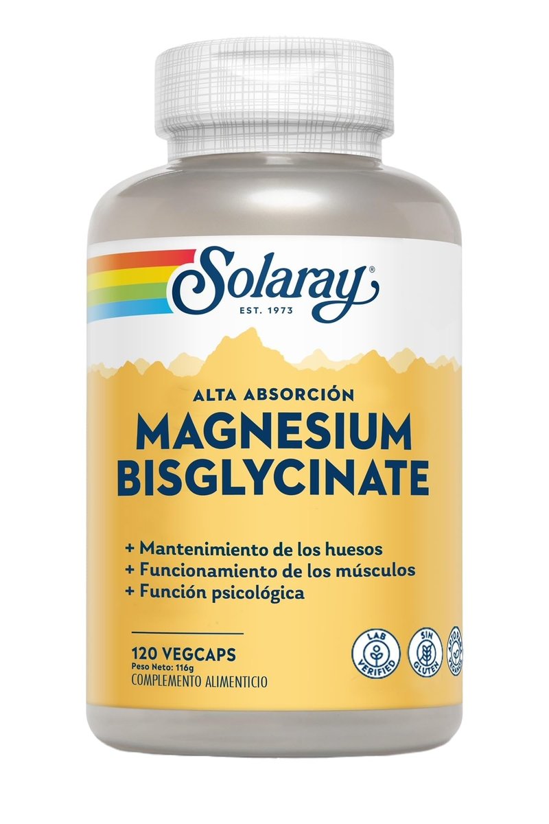 SOLARAY Magnesium Glycinat Kapseln, cheliertes Magnesiumbisglycinat mit BioPerin, hochabsorbierendes Magnesiumpräparat – Knochen-, Muskel-, Herzunterstützung, vegan (30 Portionen, 120 Kapseln)