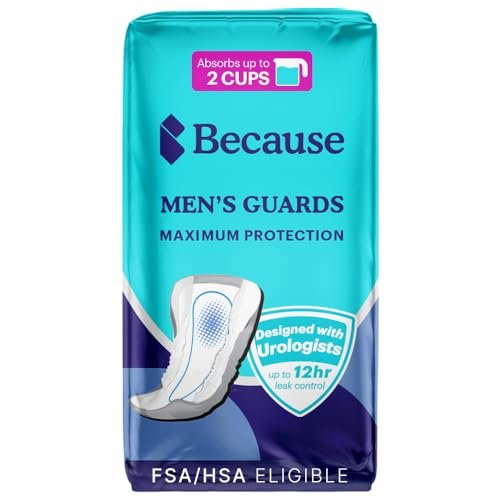 Because Premium Guards für Männer – 20 Stück diskrete, einzeln verpackte Inkontinenzeinlagen – vollständige Saugfähigkeit, Geruchskontrolle, bequeme Passform