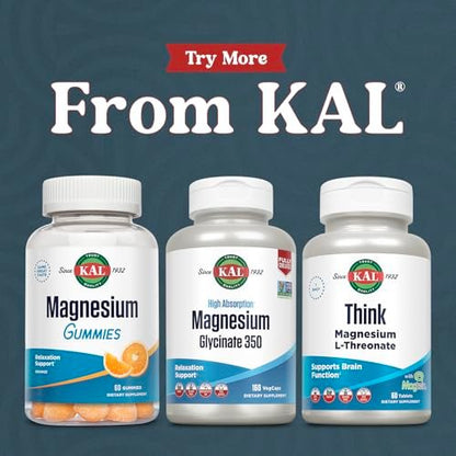 KAL Magnesium Glycinat Kapseln, Vollständig cheliertes Magnesiumbisglycinat, Hochabsorbierendes Magnesiumpräparat für gesunde Knochen, Muskeln, Entspannung und Stressunterstützung, Nicht-GVO, 160 Kapseln