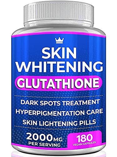 Glutathione Whitening Pills - 180 Kapseln 2000mg Glutathion - Wirksame Hautaufhellung - Dunkle Flecken, Melasma & Aknenarben Entferner, Hyperpigmentierung Behandlung - Anti-Aging Antioxidans