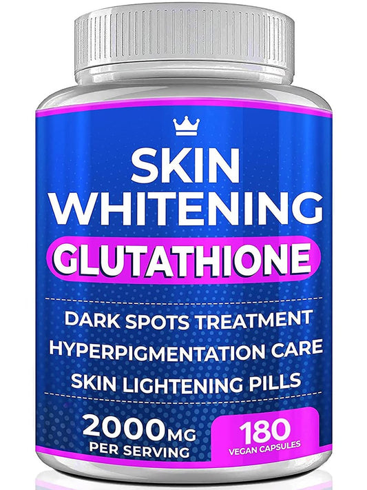 Glutathione Whitening Pills - 180 Kapseln 2000mg Glutathion - Wirksame Hautaufhellung - Dunkle Flecken, Melasma & Aknenarben Entferner, Hyperpigmentierung Behandlung - Anti-Aging Antioxidans