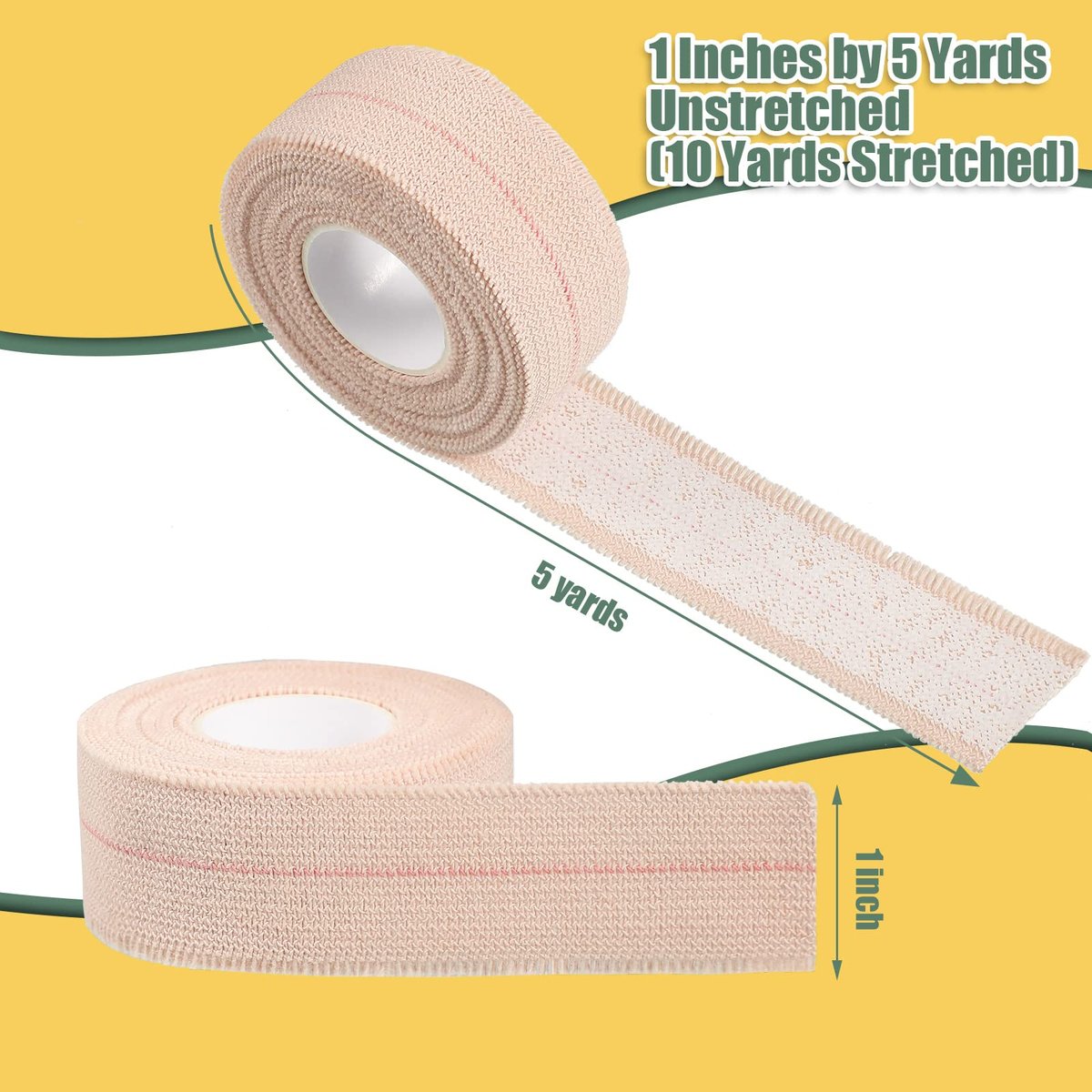 Nuanchu 2 Rollen elastischer Klebeverband, flexibler Sportverband für Knöchel, Knie und Handgelenk, Tierverband, Pferdeverband (2,5 cm breit, apricot)