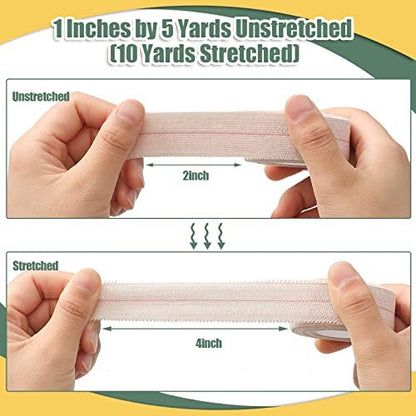 Nuanchu 2 Rollen elastischer Klebeverband, flexibler Sportverband für Knöchel, Knie und Handgelenk, Tierverband, Pferdeverband (2,5 cm breit, apricot)