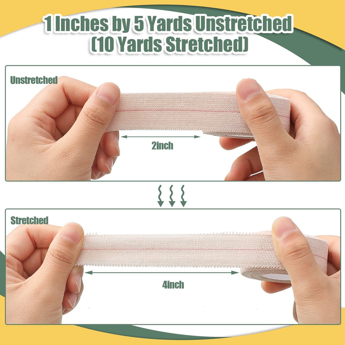 Nuanchu 2 Rollen elastischer Klebeverband, flexibler Sportverband für Knöchel, Knie und Handgelenk, Tierverband, Pferdeverband (2,5 cm breit, apricot)