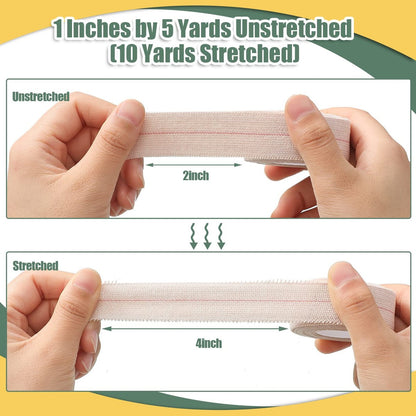 Nuanchu 2 Rollen elastischer Klebeverband, flexibler Sportverband für Knöchel, Knie und Handgelenk, Tierverband, Pferdeverband (2,5 cm breit, apricot)