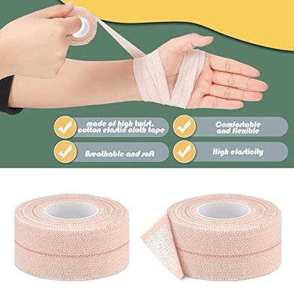 Nuanchu 2 Rollen elastischer Klebeverband, flexibler Sportverband für Knöchel, Knie und Handgelenk, Tierverband, Pferdeverband (2,5 cm breit, apricot)