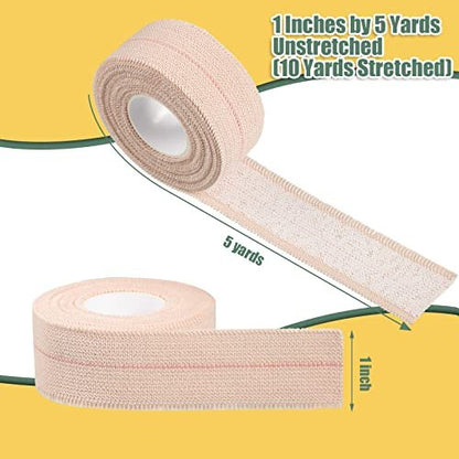 Nuanchu 2 Rollen elastischer Klebeverband, flexibler Sportverband für Knöchel, Knie und Handgelenk, Tierverband, Pferdeverband (2,5 cm breit, apricot)