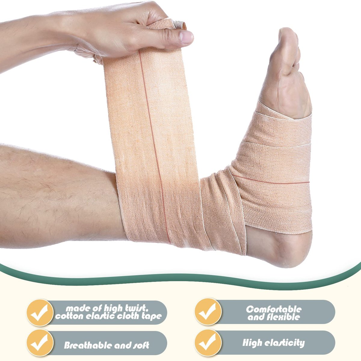 BBTO 4 Rollen elastisches Klebeband, selbstklebende Bandage, flexible Stretchbinden für Sport, Knöchel, Knie und Handgelenk, 5 Yard (2 Zoll breit)