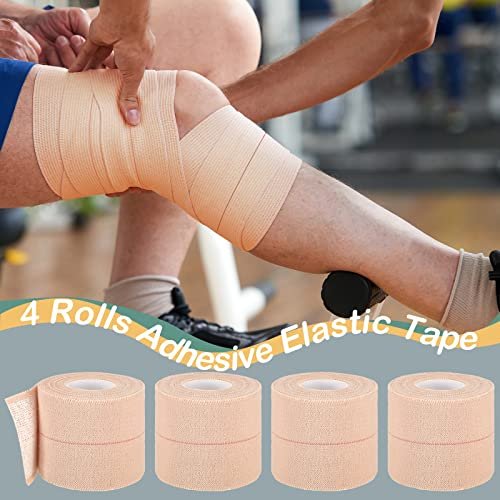 BBTO 4 Rollen elastisches Klebeband, selbstklebende Bandage, flexible Stretchbinden für Sport, Knöchel, Knie und Handgelenk, 5 Yard (2 Zoll breit)