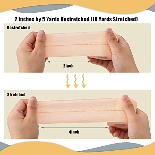 BBTO 4 Rollen elastisches Klebeband, selbstklebende Bandage, flexible Stretchbinden für Sport, Knöchel, Knie und Handgelenk, 5 Yard (2 Zoll breit)