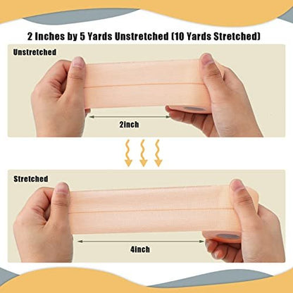 BBTO 4 Rollen elastisches Klebeband, selbstklebende Bandage, flexible Stretchbinden für Sport, Knöchel, Knie und Handgelenk, 5 Yard (2 Zoll breit)