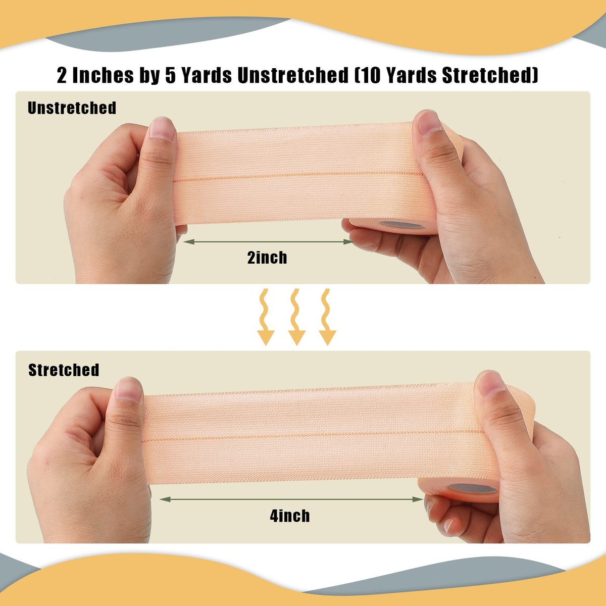 BBTO 4 Rollen elastisches Klebeband, selbstklebende Bandage, flexible Stretchbinden für Sport, Knöchel, Knie und Handgelenk, 5 Yard (2 Zoll breit)