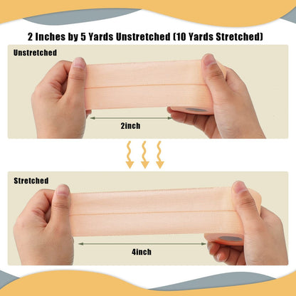 BBTO 4 Rollen elastisches Klebeband, selbstklebende Bandage, flexible Stretchbinden für Sport, Knöchel, Knie und Handgelenk, 5 Yard (2 Zoll breit)