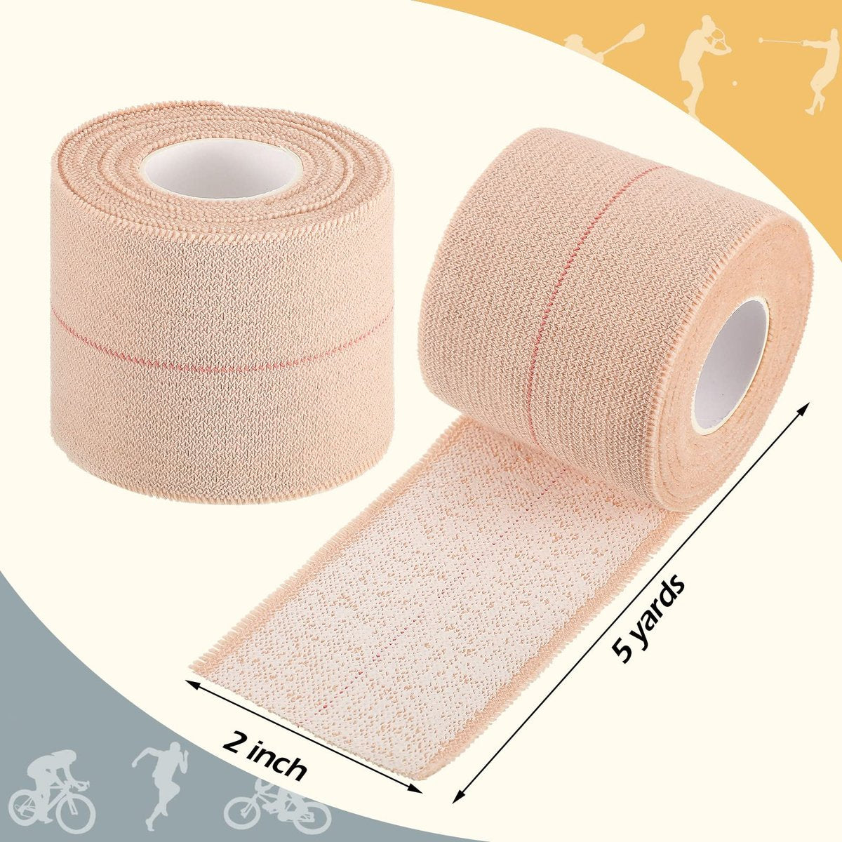 BBTO 4 Rollen elastisches Klebeband, selbstklebende Bandage, flexible Stretchbinden für Sport, Knöchel, Knie und Handgelenk, 5 Yard (2 Zoll breit)