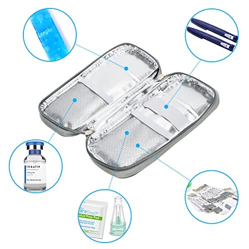 YOUSHARES Insulin Kühltasche für Reisen, Diabetiker-Reisetasche TSA-geprüft mit 2 Kühlakkus für GLP-1, Ozempic, Insulin-Pens und -Fläschchen – Täglicher Gebrauch & Reise
