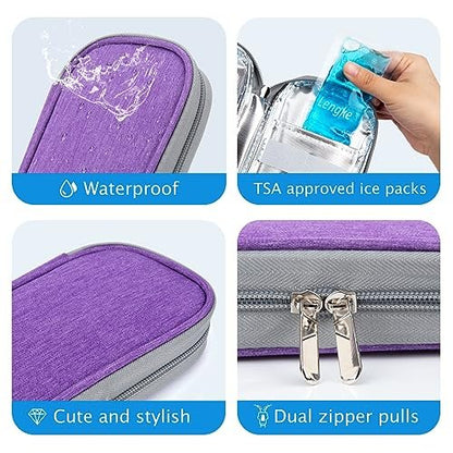 YOUSHARES Insulin Kühltasche für Reisen, Diabetiker-Reisetasche TSA-geprüft mit 2 Kühlakkus für GLP-1, Ozempic, Insulin-Pens und -Fläschchen – Täglicher Gebrauch & Reise