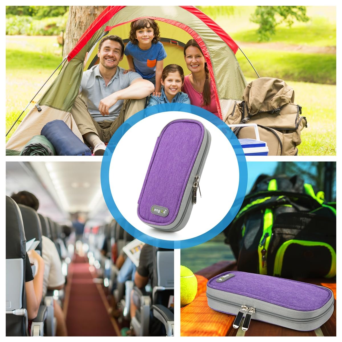 YOUSHARES Insulin Kühltasche für Reisen, Diabetiker-Reisetasche TSA-geprüft mit 2 Kühlakkus für GLP-1, Ozempic, Insulin-Pens und -Fläschchen – Täglicher Gebrauch & Reise