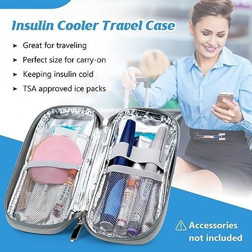 YOUSHARES Insulin Kühlbox Reiseetui - Tragbare Kühltasche für Insulin-Pens, Medikamente und Diabetikerzubehör mit 2 TSA-zugelassenen Kühlakkus
