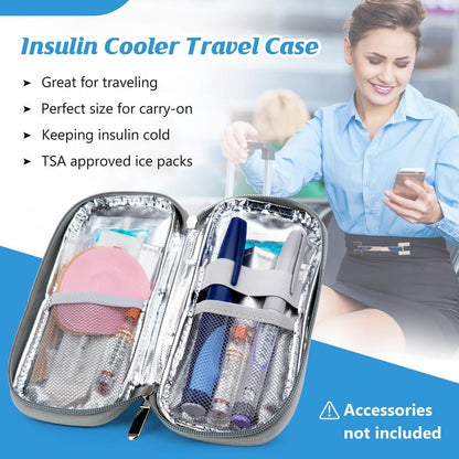 YOUSHARES Insulin Kühlbox Reiseetui - Tragbare Kühltasche für Insulin-Pens, Medikamente und Diabetikerzubehör mit 2 TSA-zugelassenen Kühlakkus