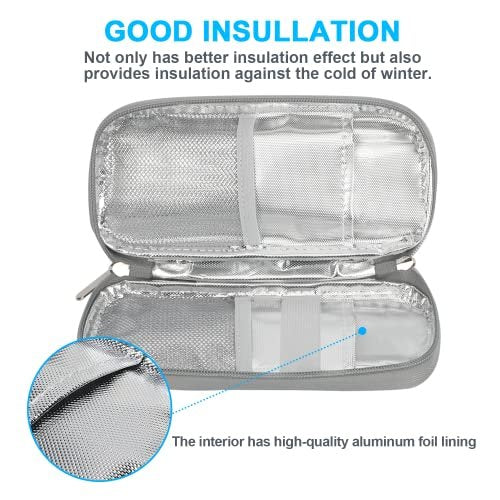 YOUSHARES Insulin Kühltasche für Reisen, Diabetiker-Reisetasche TSA-geprüft mit 2 Kühlakkus für GLP-1, Ozempic, Insulin-Pens und -Fläschchen – Täglicher Gebrauch & Reise