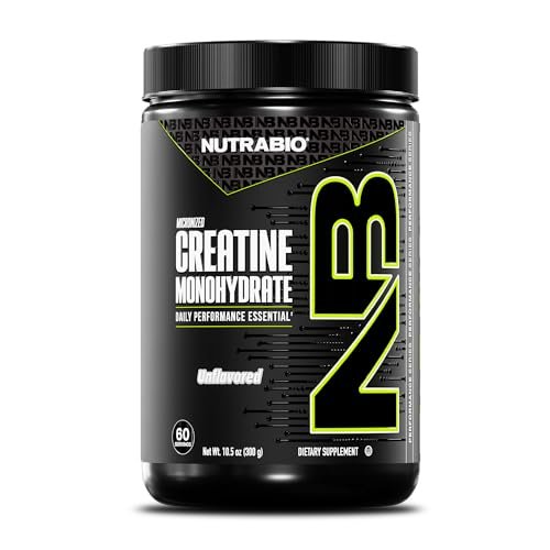 NutraBio Pure Micronized Creatine Monohydrat-Pulver, ungesüßt, 300 g – unterstützt Muskelenergie, Erholung und Kraft – HPLC-getestetes Creatin-Pulver für Männer und Frauen