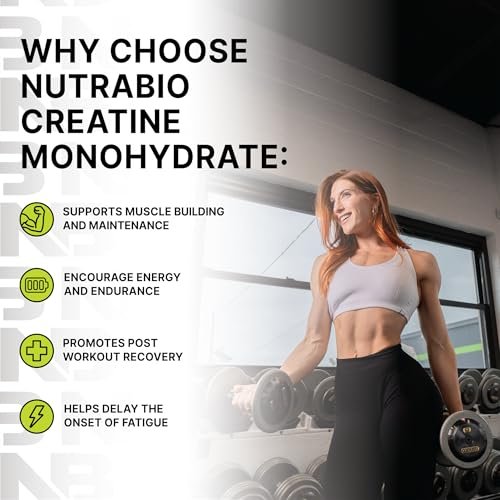 NutraBio Pure Micronized Creatine Monohydrat-Pulver, ungesüßt, 300 g – unterstützt Muskelenergie, Erholung und Kraft – HPLC-getestetes Creatin-Pulver für Männer und Frauen