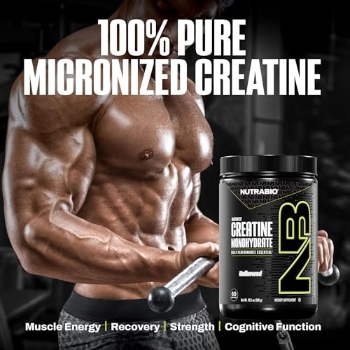 NutraBio Pure Micronized Creatine Monohydrat-Pulver, ungesüßt, 300 g – unterstützt Muskelenergie, Erholung und Kraft – HPLC-getestetes Creatin-Pulver für Männer und Frauen