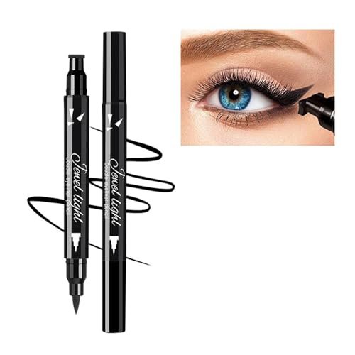 Linble Dual-Ended Black Liquid Eyeliner - 2-in-1 Winged Cat Eye Stamp & Felt-Tip Eyeliner Pen, wasserfest, langanhaltend und wischfest