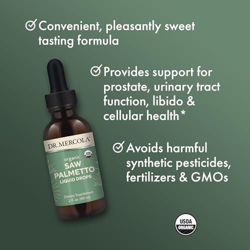 Dr. Mercola Sägepalmen-Tropfen, Bio, 60 ml – Unterstützt normale Entgiftungsprozesse, USDA Organic, Nicht-GMO
