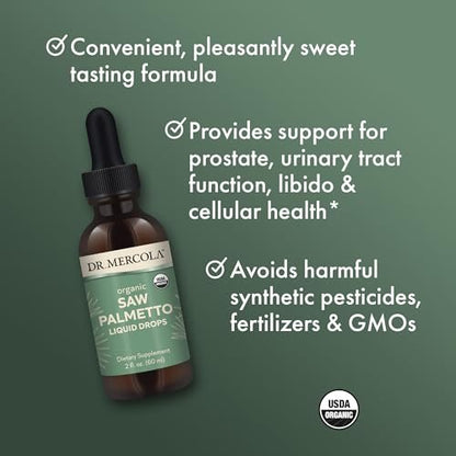Dr. Mercola Sägepalmen-Tropfen, Bio, 60 ml – Unterstützt normale Entgiftungsprozesse, USDA Organic, Nicht-GMO