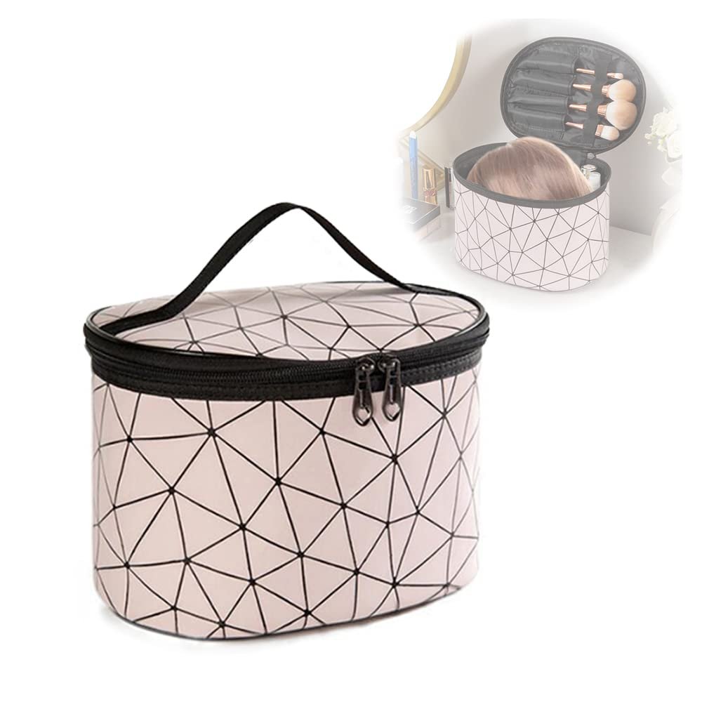 Bemaxy Tragbare Perücken-Aufbewahrungsbox – Reiseetui für Haarverlängerungen und Make-up-Organizer in Rosa