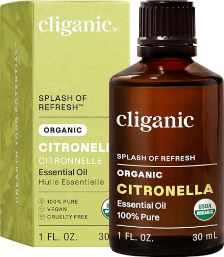 Cliganic Bio Citronella Öl - 100% Reines Naturöl für Aromatherapie Diffuser | Non-GMO Verifiziert