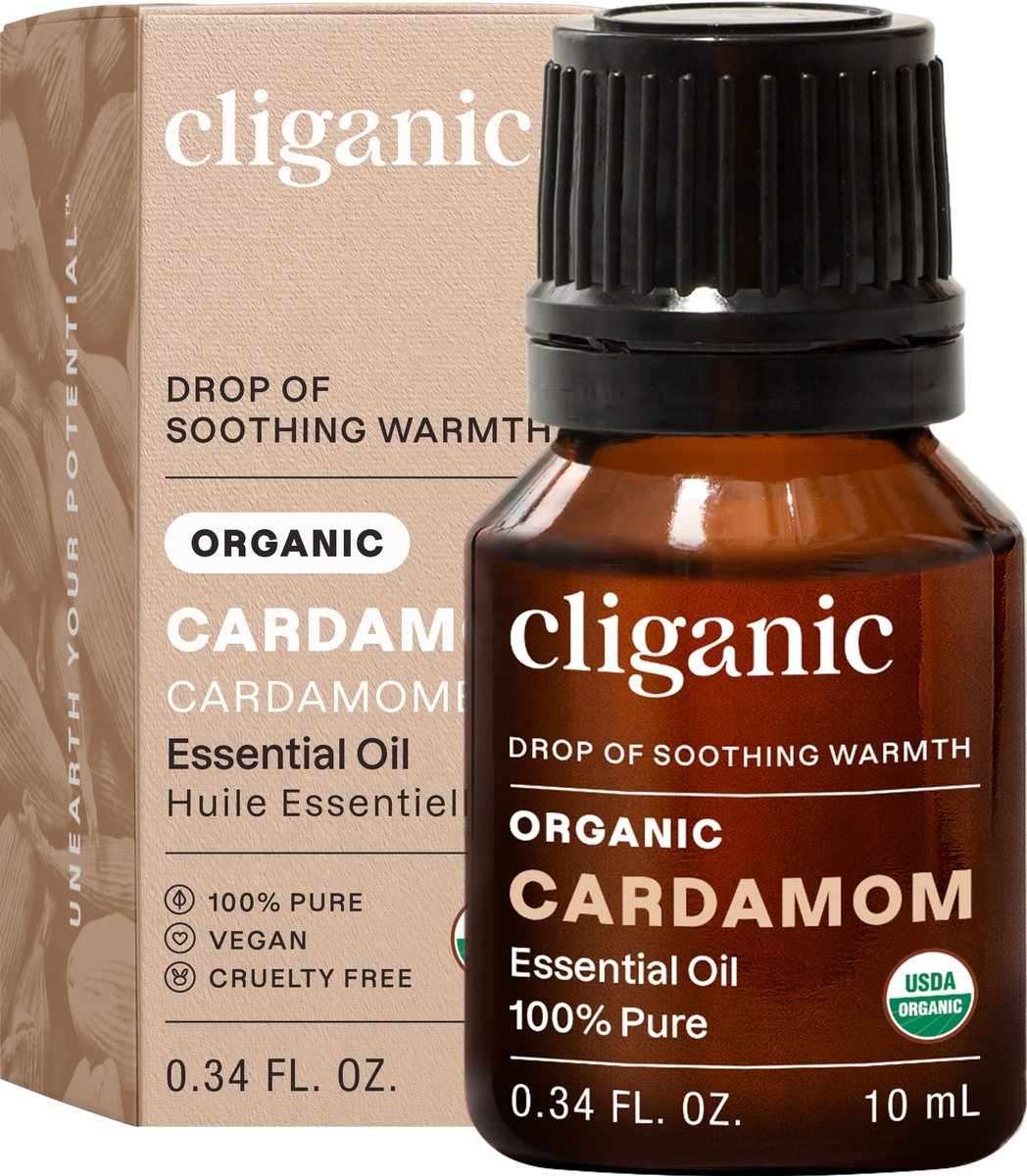 Cliganic Bio Kardamom Ätherisches Öl – 100% rein natürlich für Aromatherapie-Diffuser | Non-GMO verifiziert