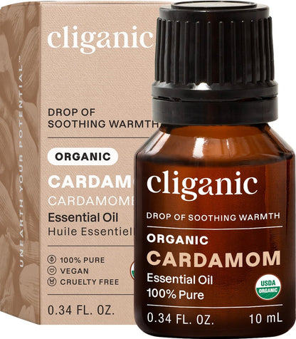 Cliganic Bio Kardamom Ätherisches Öl – 100% rein natürlich für Aromatherapie-Diffuser | Non-GMO verifiziert