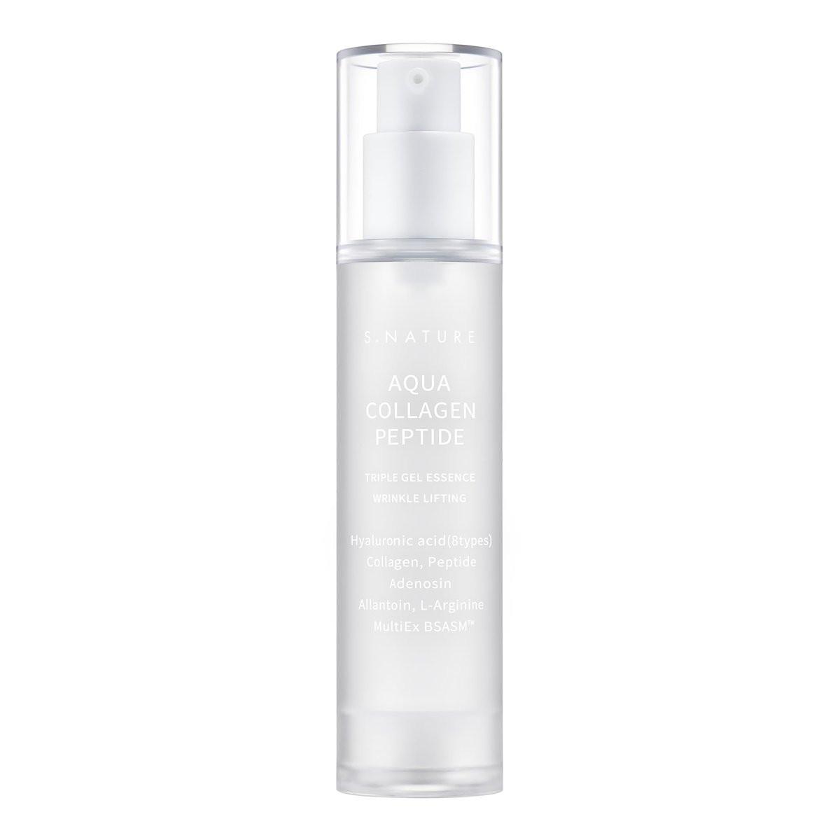 S.NATURE Aqua Collagen Peptide Triple Gel Essence – Straffende & feuchtigkeitsspendende Gesichtsessenz mit 8 Hyaluronsäuren, Adenosin, ölfreie koreanische Hautpflege (50 ml)