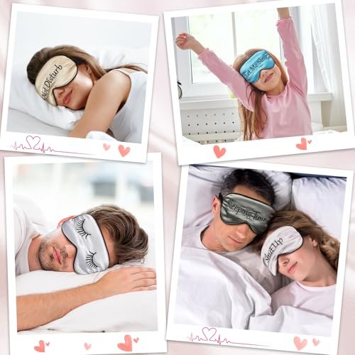 8-teiliges lustiges Schlafmasken-Set aus Seide – Verstellbare Schlafbrille für erholsamen Schlaf, Reisen, Nickerchen, Meditation (Elegante Farben)